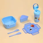 Plastic Sealed Capacity CartoonLunch Box with Spoon and Fork - Image 3