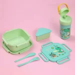 Plastic Sealed Capacity CartoonLunch Box with Spoon and Fork - Image 2